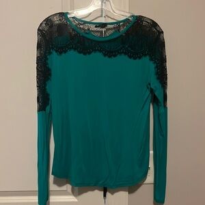 Jade & Black Lace Long Sleeve blouse